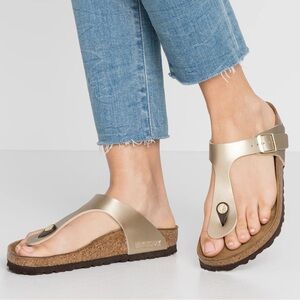Gold Gizeh Birkenstock sandals 38